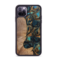 iPhone 11 Pro Max Wood+Resin Phone Case - Kaylani (Teal & Gold, 700184)