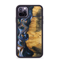 iPhone 11 Pro Max Wood+Resin Phone Case - Ace (Teal & Gold, 700185)