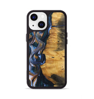 iPhone 13 Wood+Resin Phone Case - Ace (Teal & Gold, 700185)