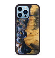 iPhone 14 Pro Max Wood+Resin Phone Case - Ace (Teal & Gold, 700185)