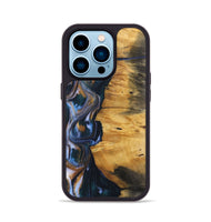 iPhone 14 Pro Wood+Resin Phone Case - Ace (Teal & Gold, 700185)