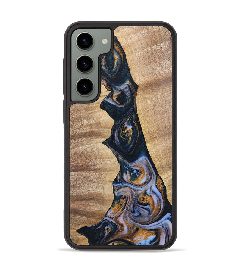 Galaxy S23 Plus Wood+Resin Phone Case - Sheila (Teal & Gold, 700187)