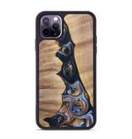 iPhone 11 Pro Max Wood+Resin Phone Case - Sheila (Teal & Gold, 700187)