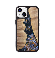iPhone 13 Wood+Resin Phone Case - Sheila (Teal & Gold, 700187)