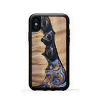 iPhone Xs Wood+Resin Phone Case - Sheila (Teal & Gold, 700187)