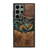 Galaxy S23 Ultra Wood+Resin Phone Case - Sandra (Teal & Gold, 700190)