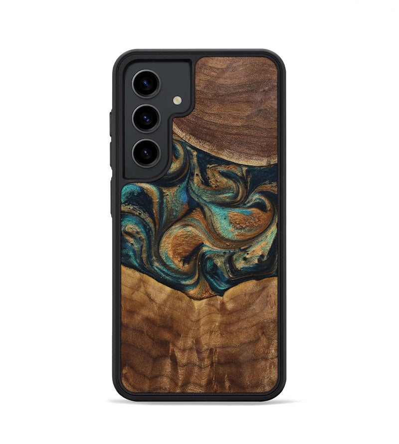 Galaxy S24 Wood+Resin Phone Case - Sandra (Teal & Gold, 700190)
