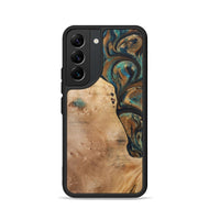 Galaxy S22 Wood+Resin Phone Case - Theodore (Teal & Gold, 700196)