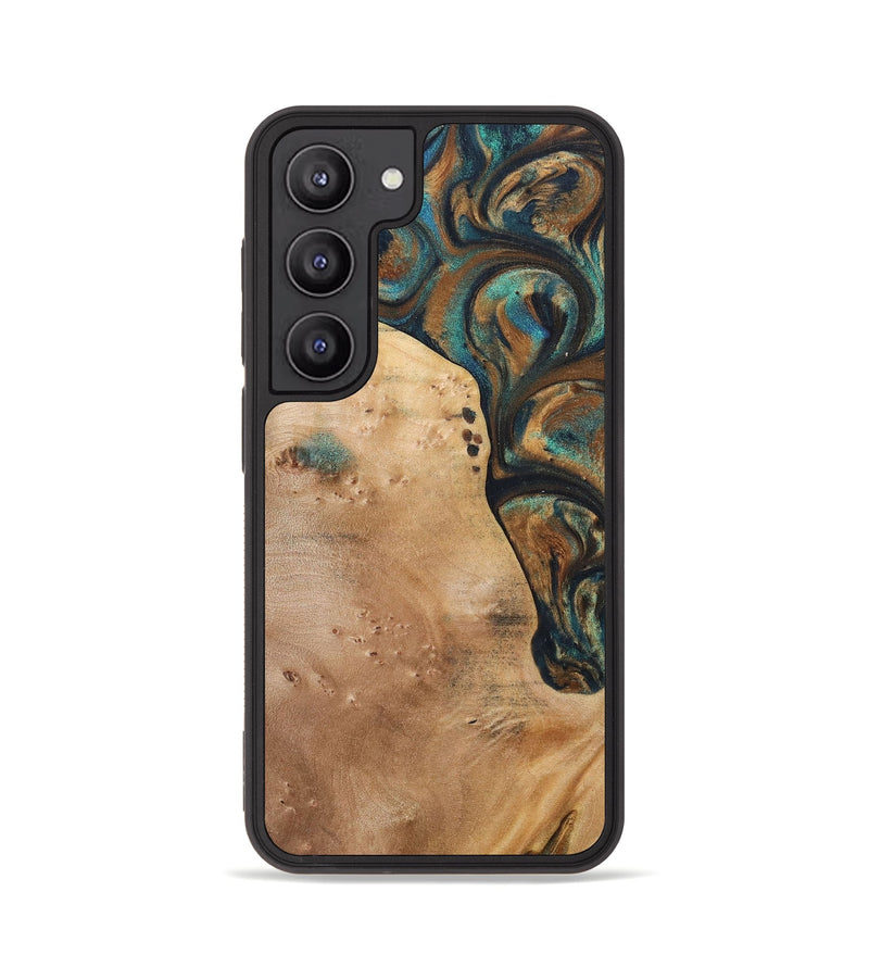 Galaxy S23 Wood+Resin Phone Case - Theodore (Teal & Gold, 700196)