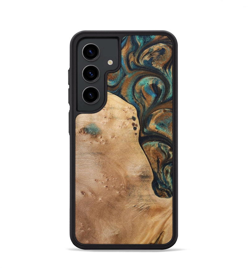 Galaxy S24 Wood+Resin Phone Case - Theodore (Teal & Gold, 700196)
