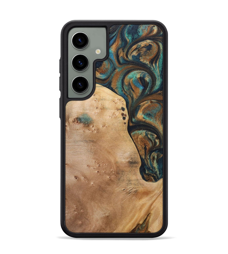Galaxy S24 Plus Wood+Resin Phone Case - Theodore (Teal & Gold, 700196)
