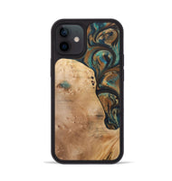 iPhone 12 Wood+Resin Phone Case - Theodore (Teal & Gold, 700196)