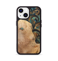 iPhone 13 Wood+Resin Phone Case - Theodore (Teal & Gold, 700196)