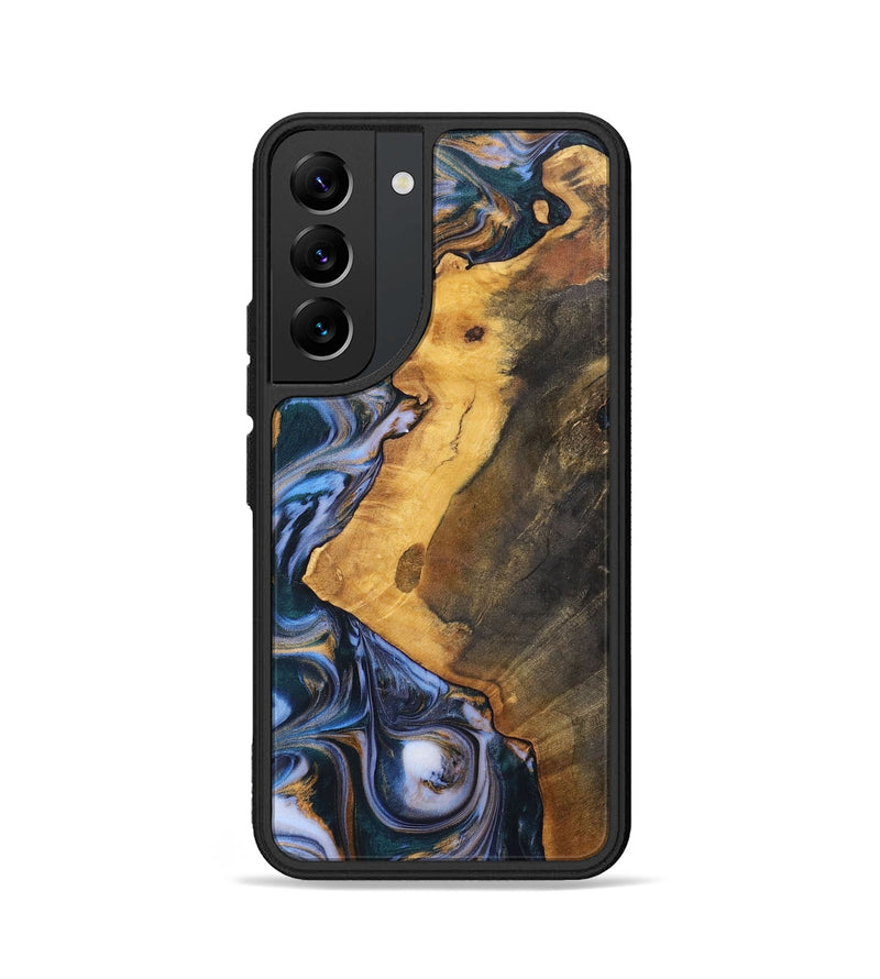 Galaxy S22 Wood+Resin Phone Case - Dawson (Teal & Gold, 700197)