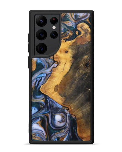 Galaxy S22 Ultra Wood+Resin Phone Case - Dawson (Teal & Gold, 700197)