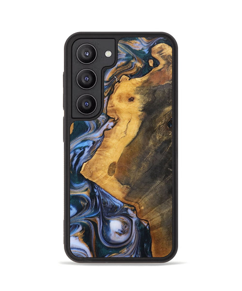 Galaxy S23 Wood+Resin Phone Case - Dawson (Teal & Gold, 700197)
