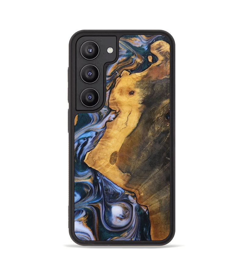 Galaxy S23 Wood+Resin Phone Case - Dawson (Teal & Gold, 700197)