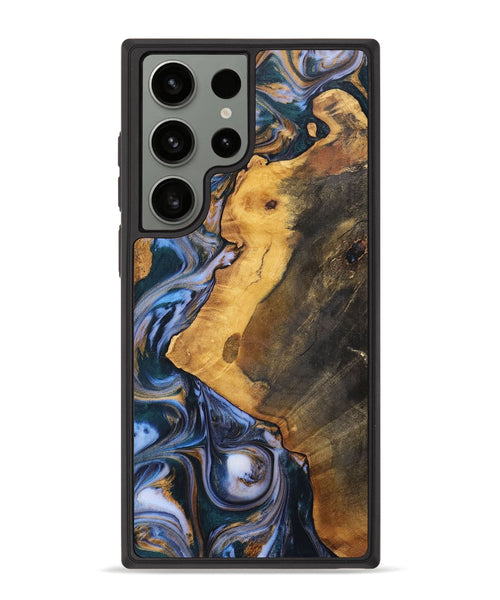 Galaxy S23 Ultra Wood+Resin Phone Case - Dawson (Teal & Gold, 700197)