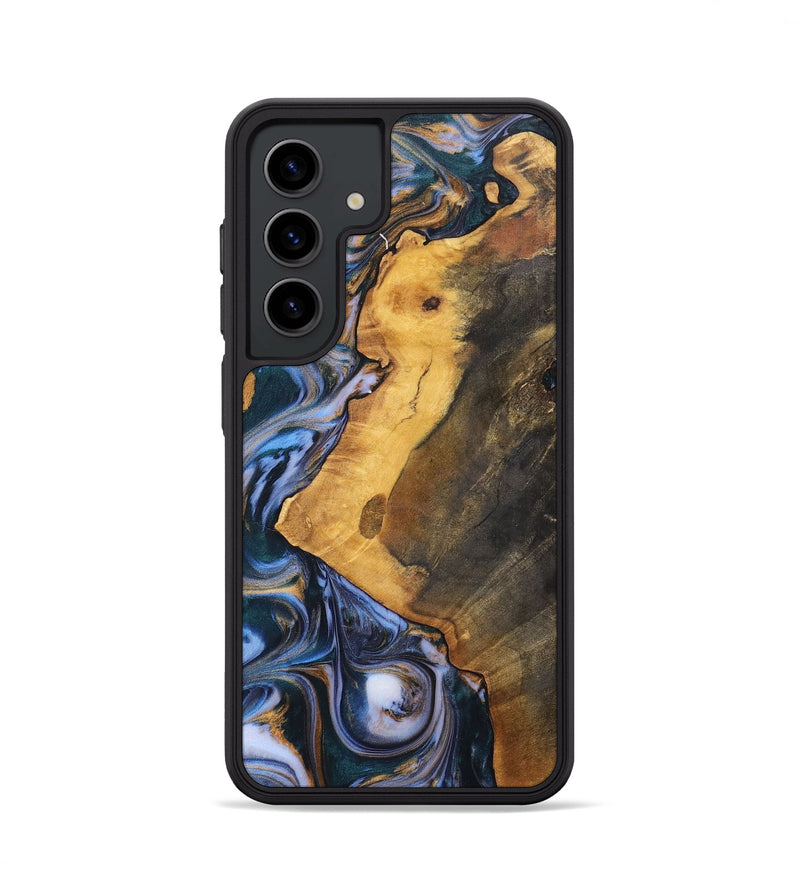 Galaxy S24 Wood+Resin Phone Case - Dawson (Teal & Gold, 700197)