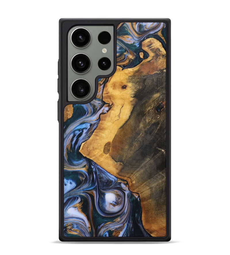 Galaxy S24 Ultra Wood+Resin Phone Case - Dawson (Teal & Gold, 700197)