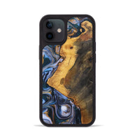iPhone 12 Wood+Resin Phone Case - Dawson (Teal & Gold, 700197)