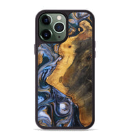 iPhone 13 Pro Max Wood+Resin Phone Case - Dawson (Teal & Gold, 700197)