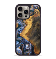 iPhone 15 Pro Max Wood+Resin Phone Case - Dawson (Teal & Gold, 700197)