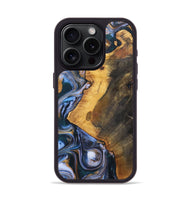 iPhone 15 Pro Wood+Resin Phone Case - Dawson (Teal & Gold, 700197)