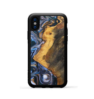 iPhone Xs Wood+Resin Phone Case - Dawson (Teal & Gold, 700197)