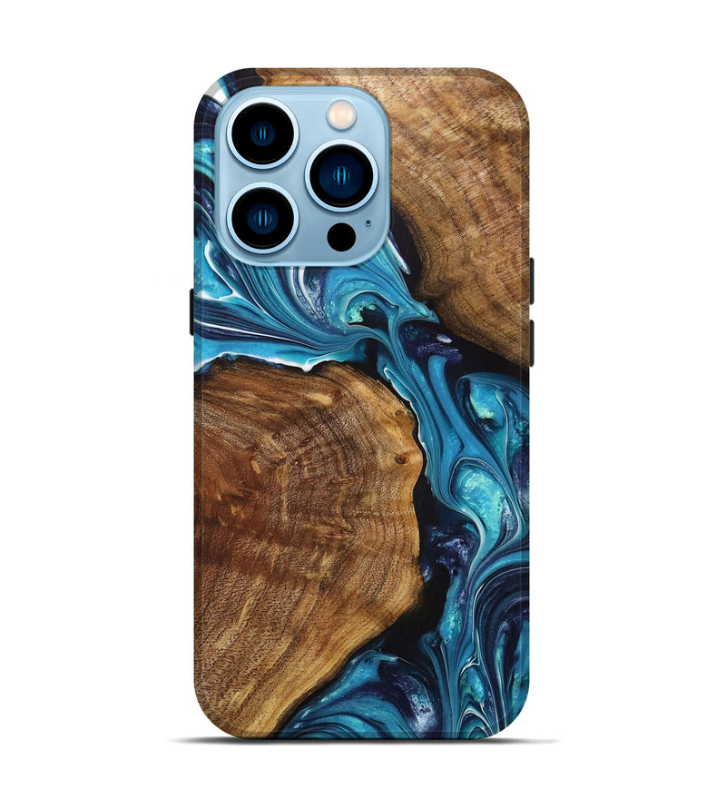 iPhone 14 Pro Wood+Resin Live Edge Phone Case - Taylor (Blue, 700215)