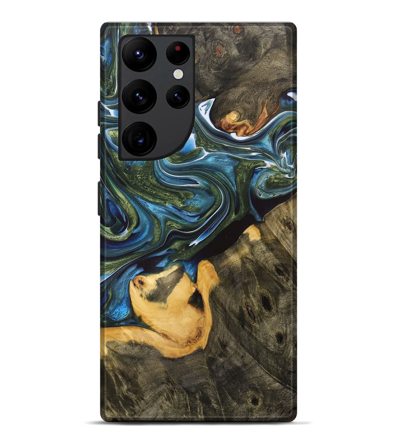 Galaxy S22 Ultra Wood+Resin Live Edge Phone Case - Susie (Blue, 700220)