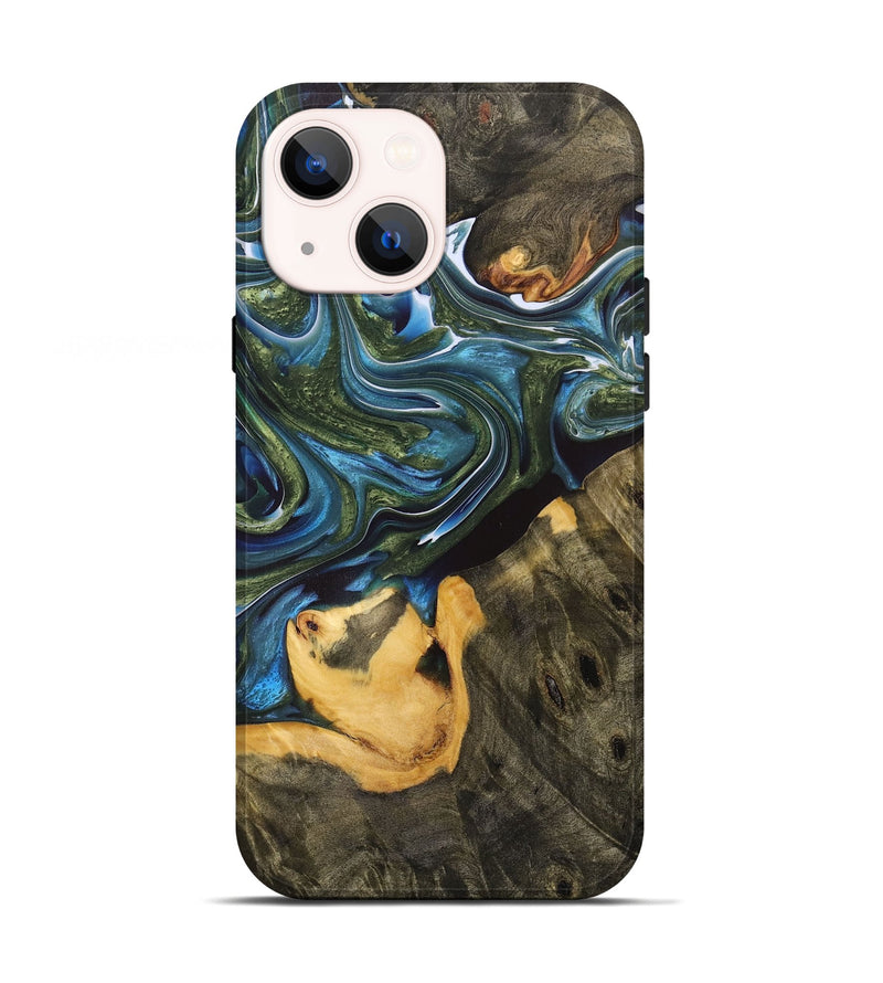 iPhone 13 Wood+Resin Live Edge Phone Case - Susie (Blue, 700220)
