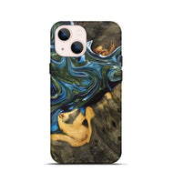 iPhone 13 mini Wood+Resin Live Edge Phone Case - Susie (Blue, 700220)