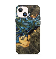 iPhone 14 Wood+Resin Live Edge Phone Case - Susie (Blue, 700220)