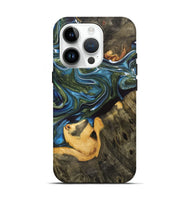 iPhone 15 Pro Wood+Resin Live Edge Phone Case - Susie (Blue, 700220)