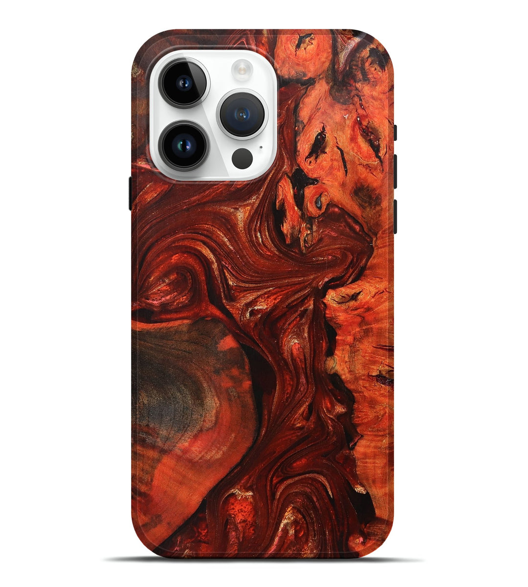 iPhone 15 Pro Max Wood+Resin Live Edge Phone Case - Christa (Red, 700233)