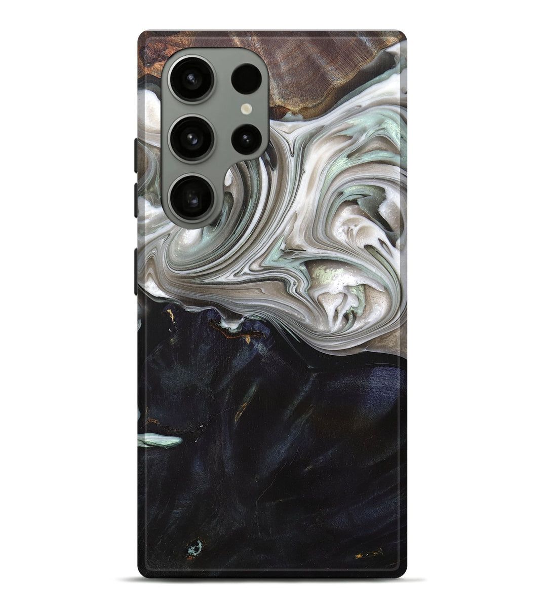 Galaxy S23 Ultra Wood+Resin Live Edge Phone Case - Celia (Black & White, 700237)