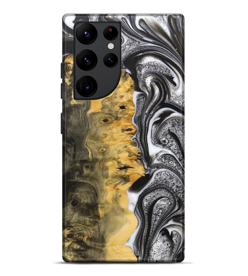 Galaxy S22 Ultra Wood+Resin Live Edge Phone Case - Mario (Black & White, 700238)