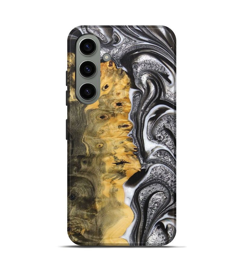Galaxy S24 Wood+Resin Live Edge Phone Case - Mario (Black & White, 700238)