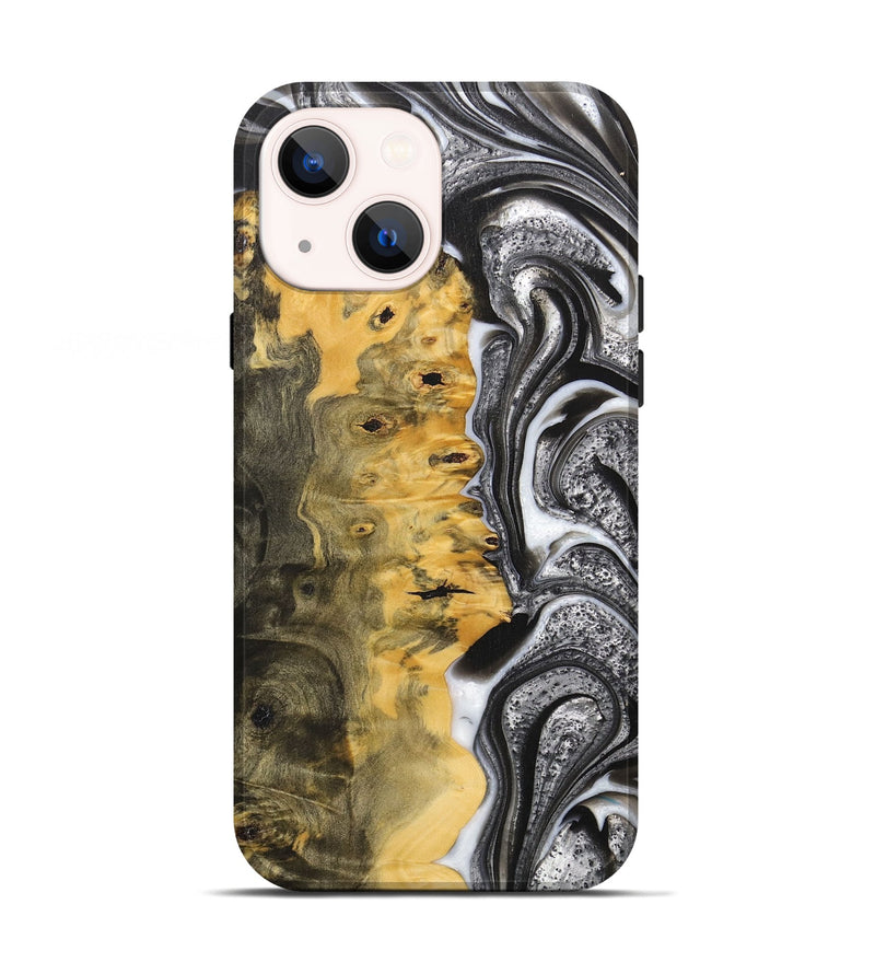 iPhone 13 Wood+Resin Live Edge Phone Case - Mario (Black & White, 700238)
