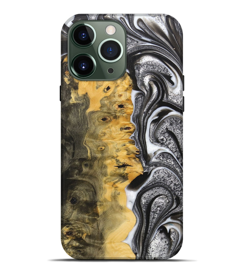 iPhone 13 Pro Max Wood+Resin Live Edge Phone Case - Mario (Black & White, 700238)