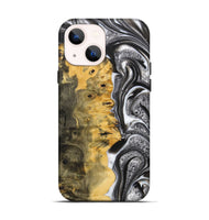 iPhone 14 Wood+Resin Live Edge Phone Case - Mario (Black & White, 700238)