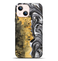 iPhone 14 Plus Wood+Resin Live Edge Phone Case - Mario (Black & White, 700238)