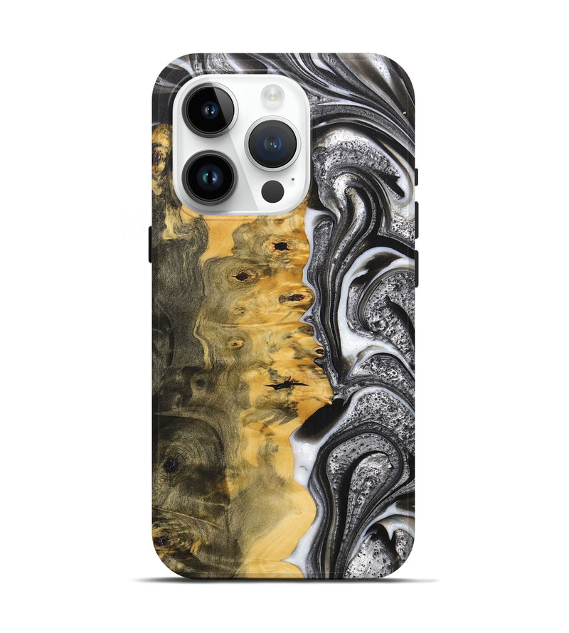 iPhone 15 Pro Wood+Resin Live Edge Phone Case - Mario (Black & White, 700238)