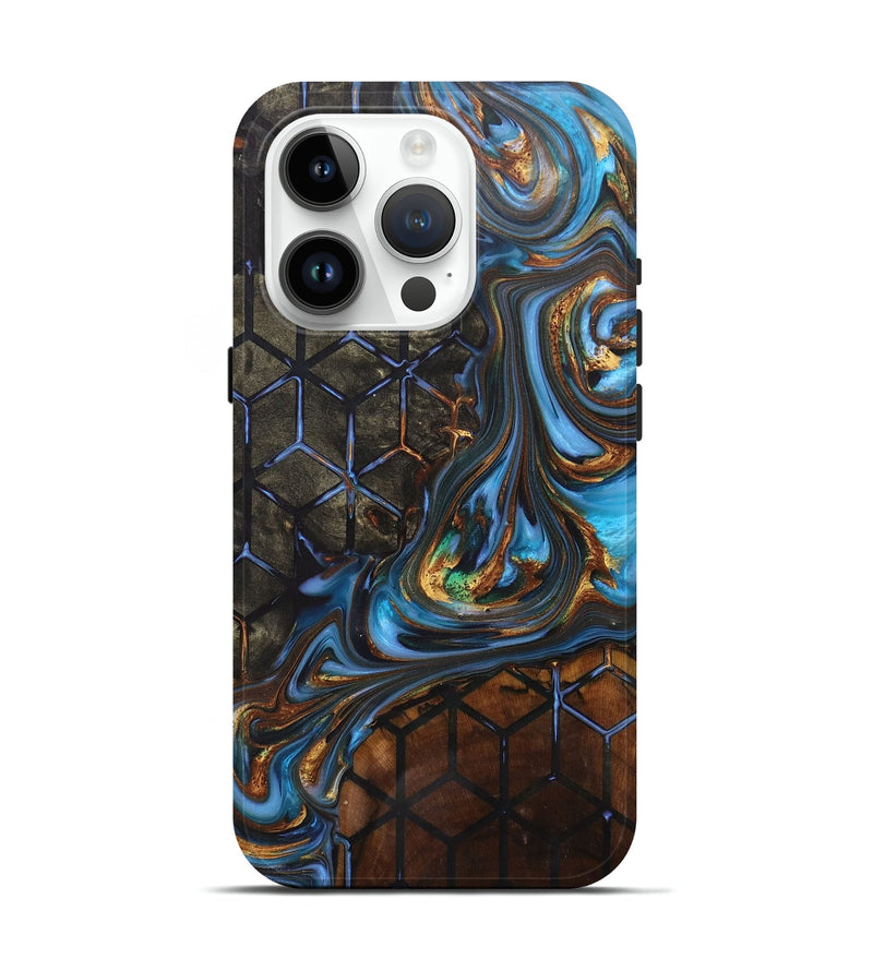 iPhone 15 Pro Wood+Resin Live Edge Phone Case - Mildred (Pattern, 700240)