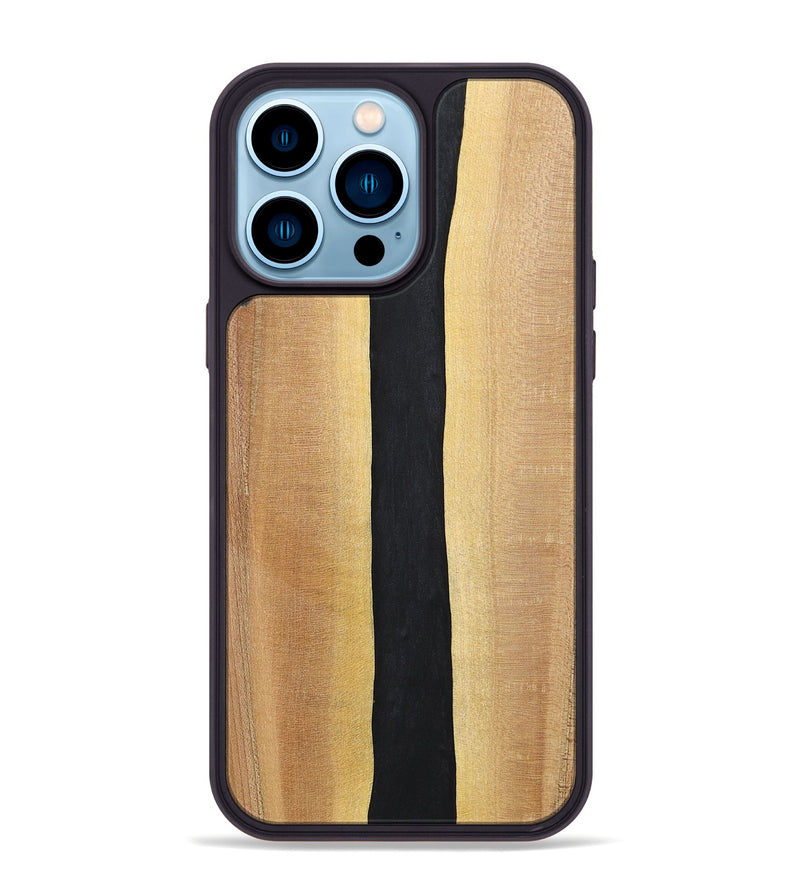iPhone 14 Pro Max Wood+Resin Phone Case - Reid (Pure Black, 700292)