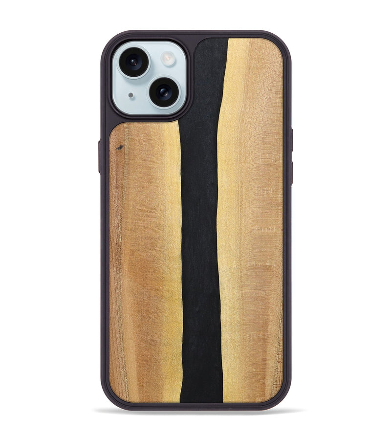 iPhone 15 Plus Wood+Resin Phone Case - Reid (Pure Black, 700292)