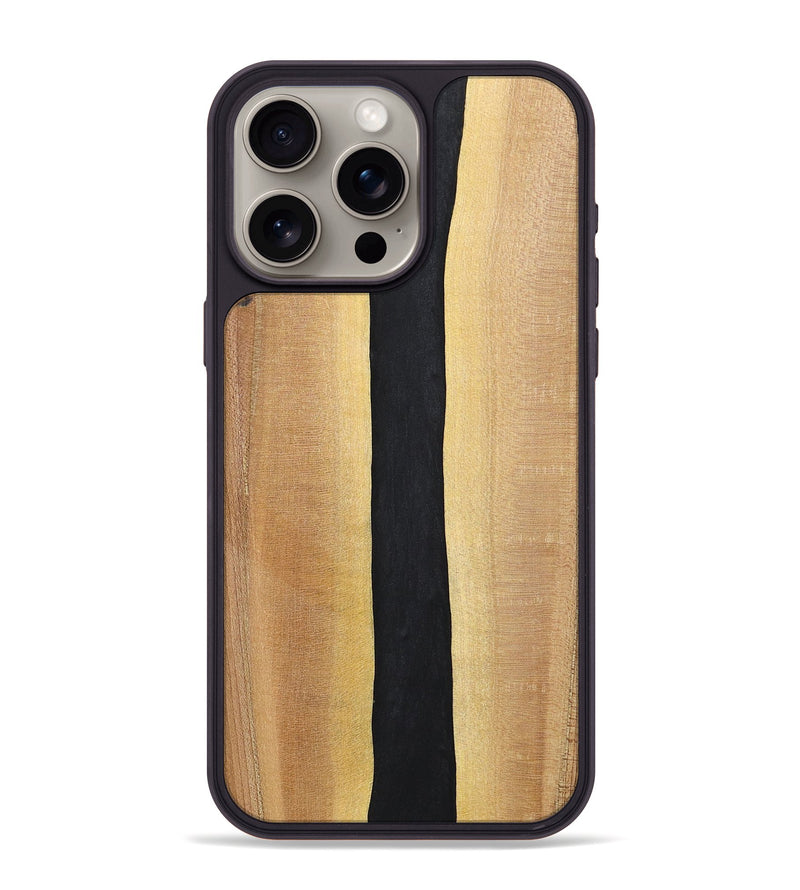 iPhone 15 Pro Max Wood+Resin Phone Case - Reid (Pure Black, 700292)