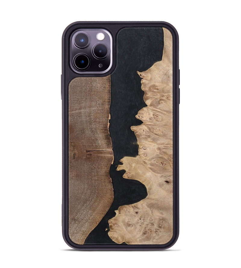 iPhone 11 Pro Max Wood+Resin Phone Case - Britney (Pure Black, 700295)