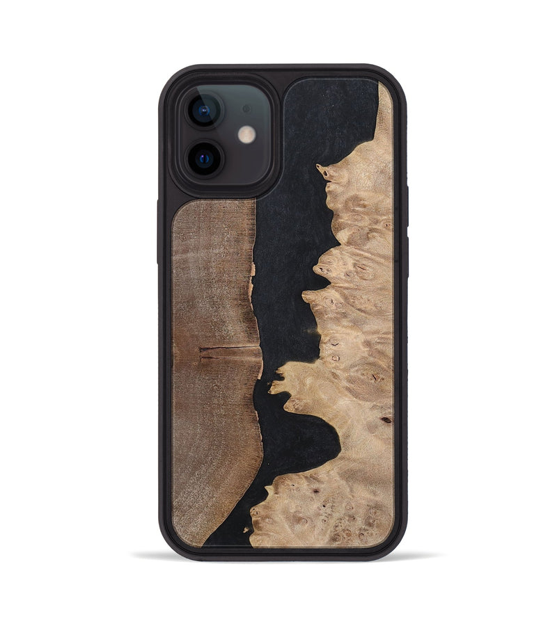 iPhone 12 Wood+Resin Phone Case - Britney (Pure Black, 700295)